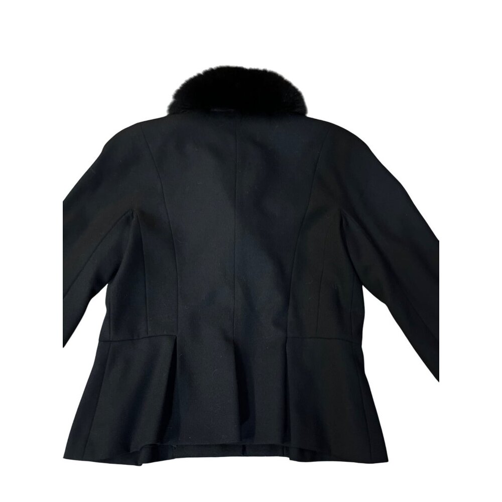 Vintage Peplum Jacket Womens S? Used Black Lined Fuzzy Collar - Picture 14 of 16